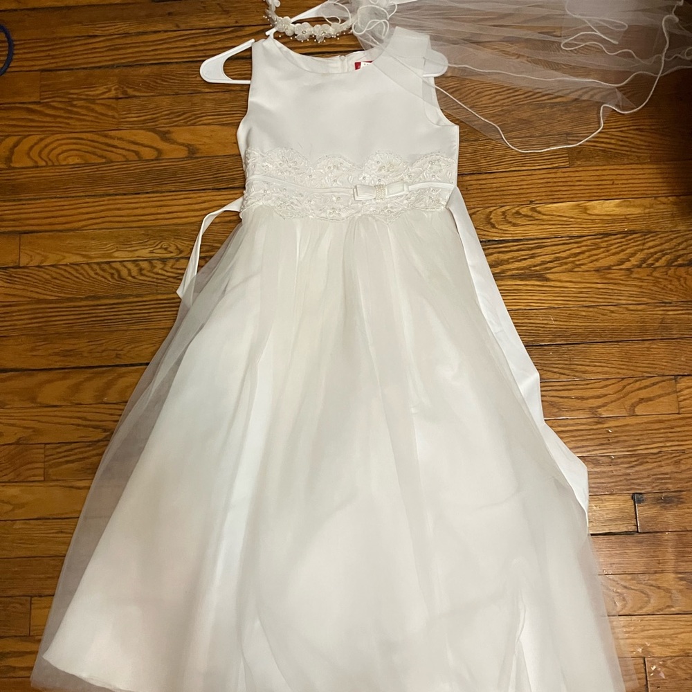 Elegant White Kids Girls Dress